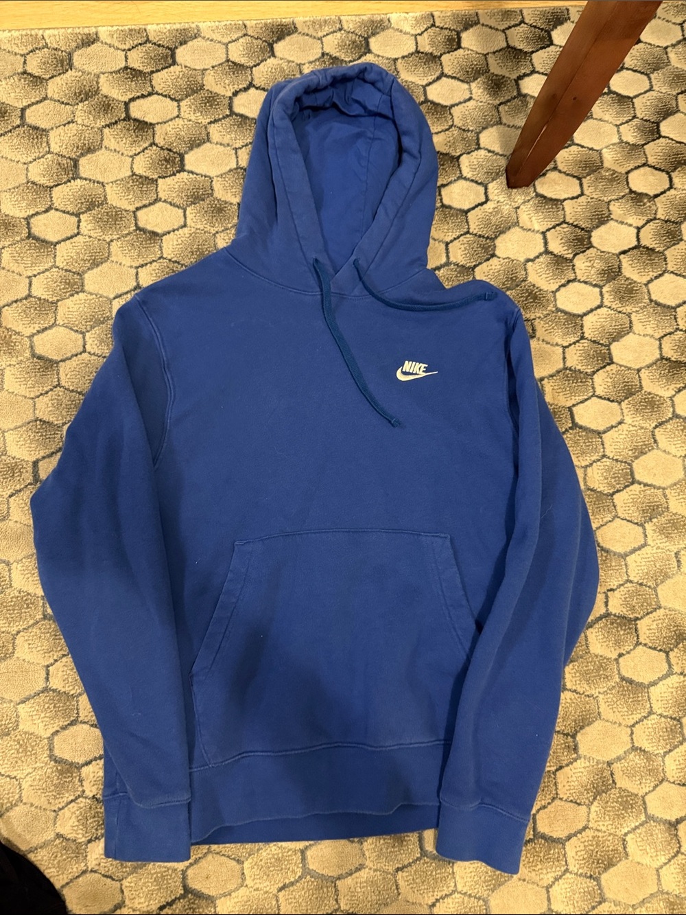 Nike Blue Pullover Hoodie with Small White Swoosh